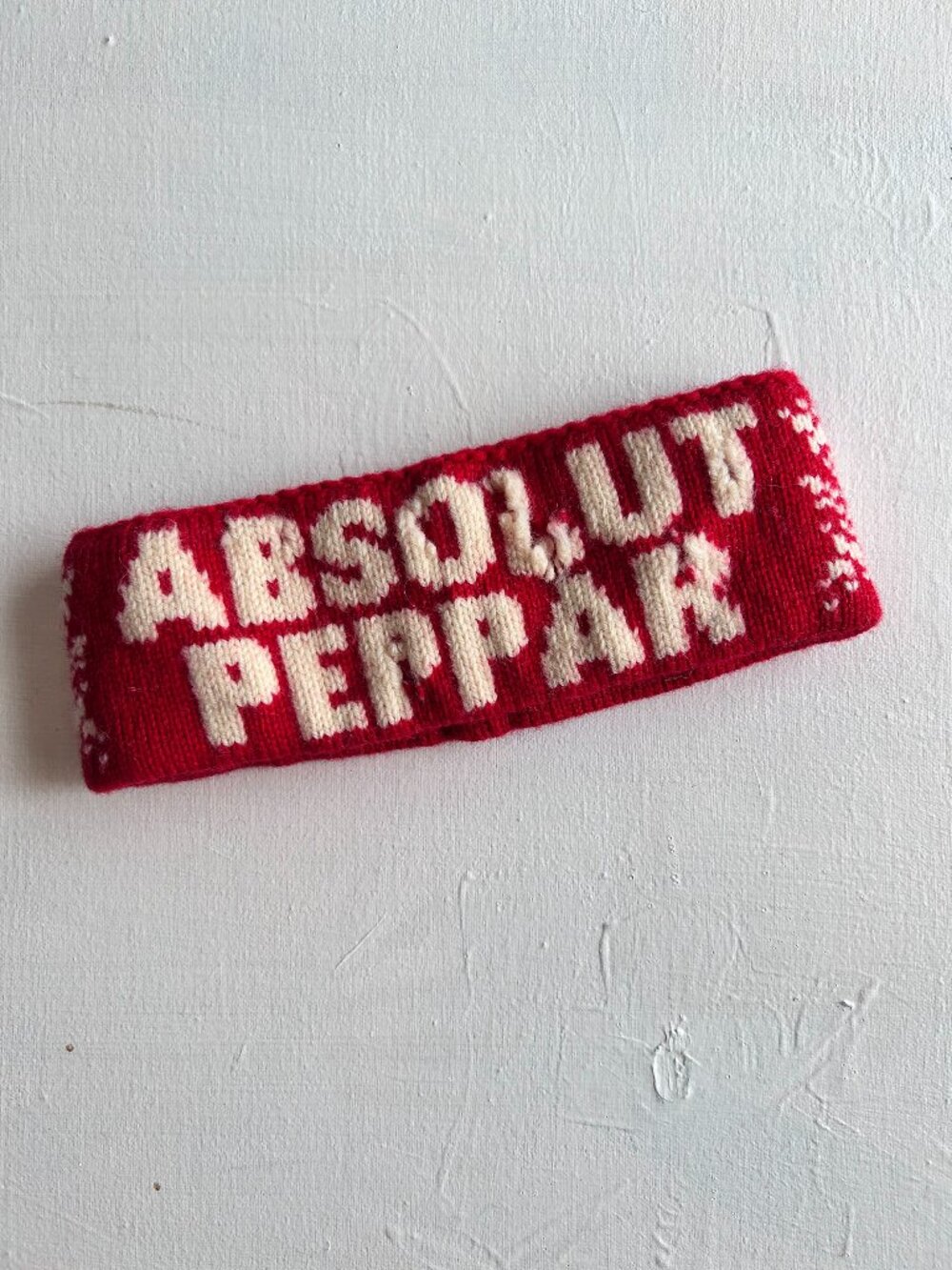 Rare Vintage Absolut Peppar Red & White Knit Winter Headband